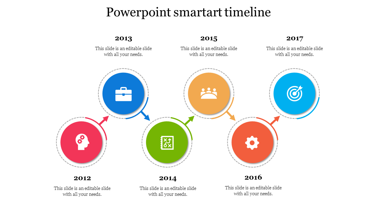 Free - Innovative PowerPoint SmartArt Timeline With Six Nodes